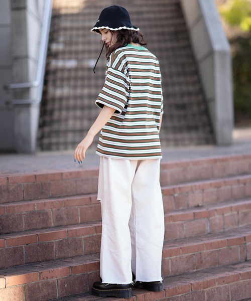 X-girl（エックスガール）の「STRIPED H/S TEE（Tシャツ/カットソー・レディース・ブラウン/ピンク/チャコール・S/M）」の19枚目の写真