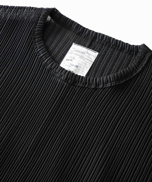 SHAREEF（シャリーフ）の「PLEATS DOLMAN S/S T（Tシャツ/カットソー・メンズ・ブラック/グリーン/ストライプ・1/2/3）」の6枚目の写真