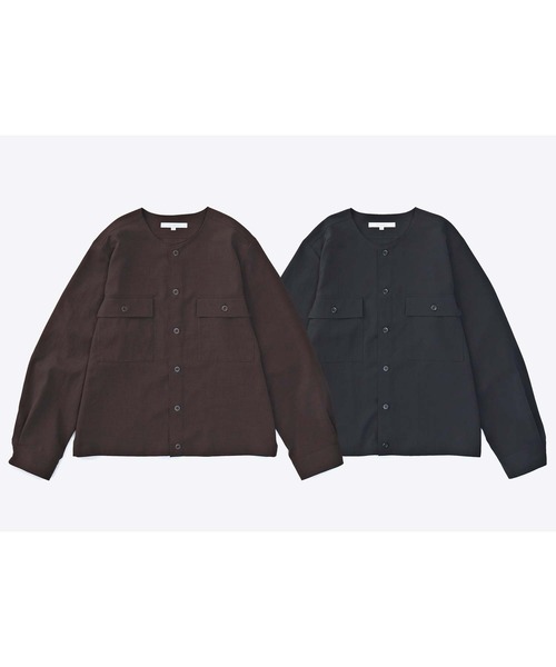 VICTIM（ヴィクティム）の「VICTIM ヴィクティム / NO COLLAR JACKET ビッグシルエットストレッチセットアップノーカラージャケット 撥水 防水 / VTM-22-J-016（ノーカラージャケット・メンズ・ネイビー/ブラウン・L/M）」の9枚目の写真