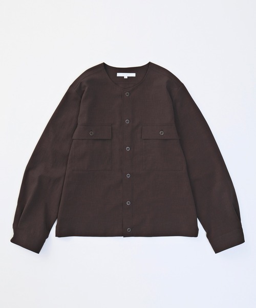 VICTIM（ヴィクティム）の「VICTIM ヴィクティム / NO COLLAR JACKET ビッグシルエットストレッチセットアップノーカラージャケット 撥水 防水 / VTM-22-J-016（ノーカラージャケット・メンズ・ネイビー/ブラウン・L/M）」の7枚目の写真