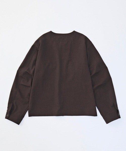 VICTIM（ヴィクティム）の「VICTIM ヴィクティム / NO COLLAR JACKET ビッグシルエットストレッチセットアップノーカラージャケット 撥水 防水 / VTM-22-J-016（ノーカラージャケット・メンズ・ネイビー/ブラウン・L/M）」の5枚目の写真