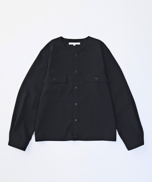 VICTIM（ヴィクティム）の「VICTIM ヴィクティム / NO COLLAR JACKET ビッグシルエットストレッチセットアップノーカラージャケット 撥水 防水 / VTM-22-J-016（ノーカラージャケット・メンズ・ネイビー/ブラウン・L/M）」の4枚目の写真