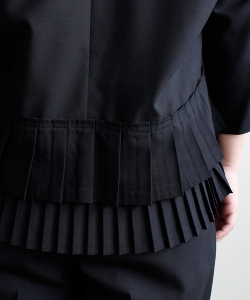 Ebonyivory（エボニーアイボリー）の「▲T/Wハイツイストストレッチプリーツコラージュジャケット（ノーカラージャケット・レディース・ブラック・FREE）」の18枚目の写真