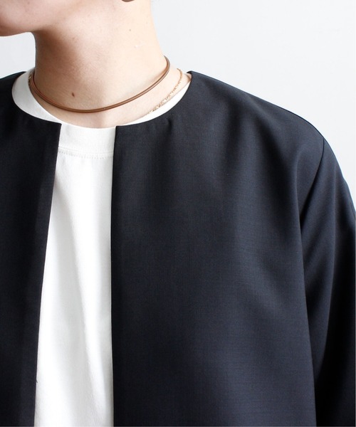 Ebonyivory（エボニーアイボリー）の「▲T/Wハイツイストストレッチプリーツコラージュジャケット（ノーカラージャケット・レディース・ブラック・FREE）」の15枚目の写真