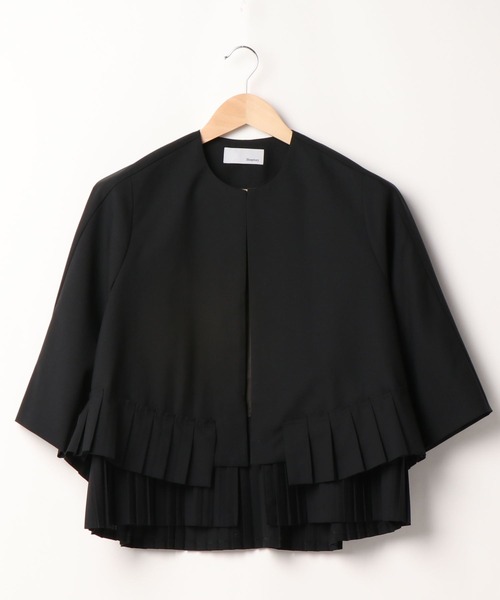 Ebonyivory（エボニーアイボリー）の「▲T/Wハイツイストストレッチプリーツコラージュジャケット（ノーカラージャケット・レディース・ブラック・FREE）」の19枚目の写真