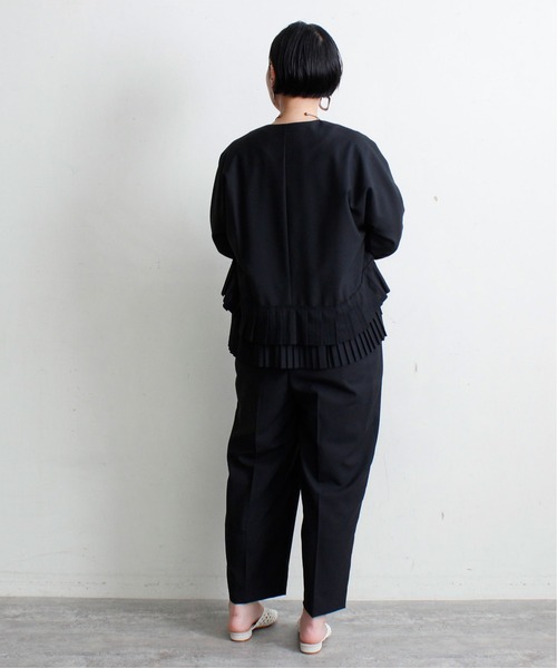 Ebonyivory（エボニーアイボリー）の「▲T/Wハイツイストストレッチプリーツコラージュジャケット（ノーカラージャケット・レディース・ブラック・FREE）」の9枚目の写真