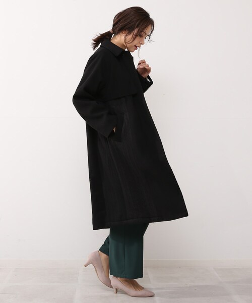 DRESKIP（ドレスキップ）の「◆ニット切替ステンカラ－コート（ステンカラーコート・レディース・ブラック/サンドベージュ/グレー系その他・02）」の8枚目の写真