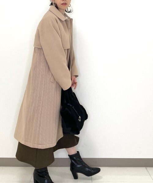 DRESKIP（ドレスキップ）の「◆ニット切替ステンカラ－コート（ステンカラーコート・レディース・ブラック/サンドベージュ/グレー系その他・02）」の6枚目の写真