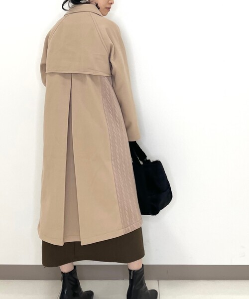 DRESKIP（ドレスキップ）の「◆ニット切替ステンカラ－コート（ステンカラーコート・レディース・ブラック/サンドベージュ/グレー系その他・02）」の18枚目の写真