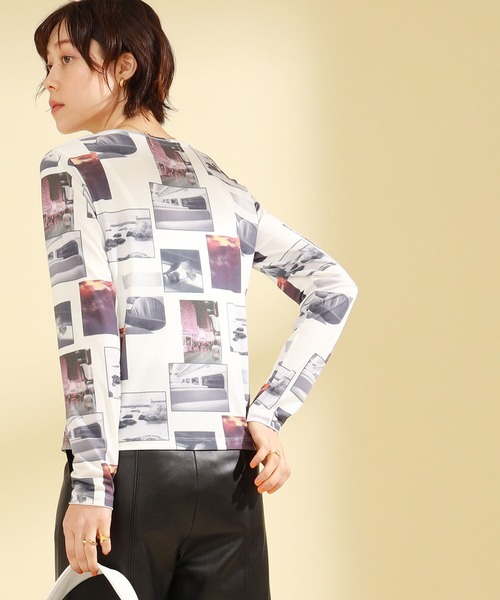 Ray BEAMS(レイビームス)の「Ray BEAMS / フォトプリント ロングスリーブ Tシャツ(Tシャツ/カットソー・レディース・ホワイト/ベージュ・ONE SIZE)」の4枚目の写真