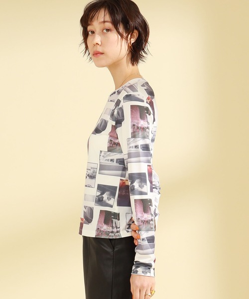 Ray BEAMS(レイビームス)の「Ray BEAMS / フォトプリント ロングスリーブ Tシャツ(Tシャツ/カットソー・レディース・ホワイト/ベージュ・ONE SIZE)」の7枚目の写真