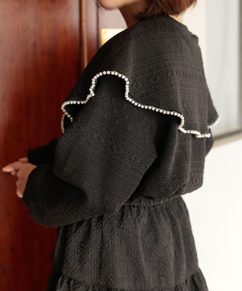 DONOBAN（ドノバン）の「パールカラージャガードトップス（スウェット・レディース・ブラック/ホワイト・F）」の4枚目の写真