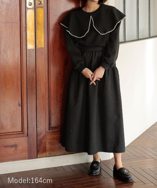 DONOBAN（ドノバン）の「パールカラージャガードトップス（スウェット・レディース・ブラック/ホワイト・F）」の5枚目の写真