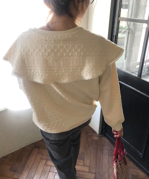 DONOBAN（ドノバン）の「パールカラージャガードトップス（スウェット・レディース・ブラック/ホワイト・F）」の10枚目の写真