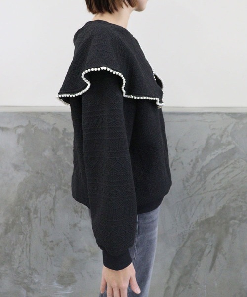 DONOBAN（ドノバン）の「パールカラージャガードトップス（スウェット・レディース・ブラック/ホワイト・F）」の12枚目の写真