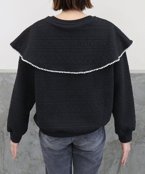 DONOBAN（ドノバン）の「パールカラージャガードトップス（スウェット・レディース・ブラック/ホワイト・F）」の13枚目の写真