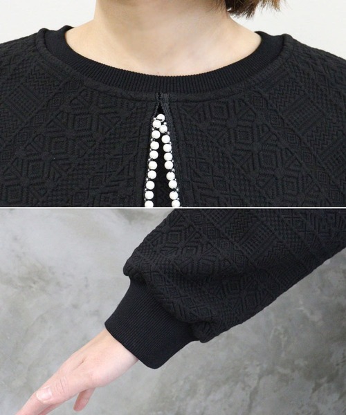 DONOBAN（ドノバン）の「パールカラージャガードトップス（スウェット・レディース・ブラック/ホワイト・F）」の14枚目の写真