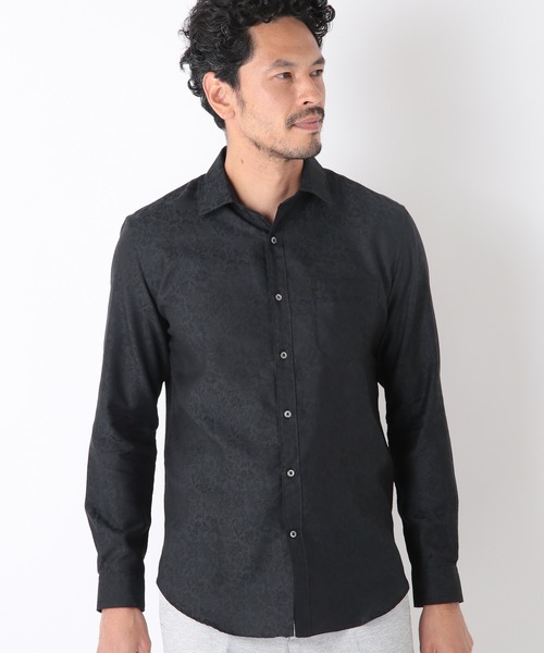 MEN'S BIGI（メンズビギ）の「＜LIBERTY(リバティ)＞バロック調フラワージャガードシャツ　made in japan（シャツ/ブラウス・メンズ・ブラック/ネイビー/グレー・01/02/03/04）」の4枚目の写真