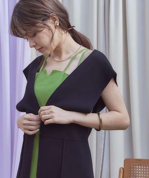 titivate（ティティベイト）の「リネン混ダブルストラップワンピース（ワンピース・レディース・ブラウン/グリーン/ブラック/ナチュラル・M/L/S）」の10枚目の写真