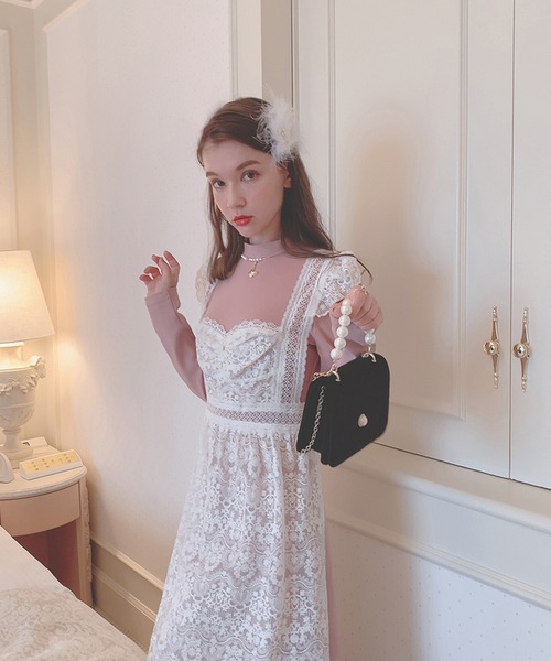 lissi Boutique(リージーブティック)の「【lissi Boutique】2wayレースサロペットワンピースセットアップ(ワンピース・レディース・ピンク・FREE)」の1枚目の写真