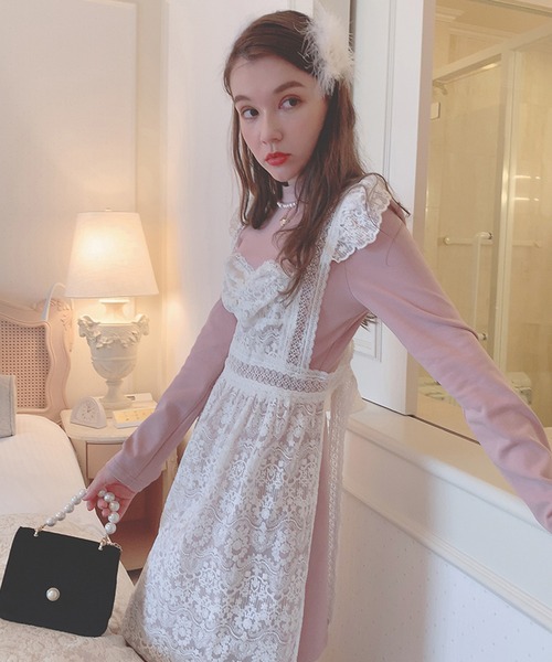 lissi Boutique(リージーブティック)の「【lissi Boutique】2wayレースサロペットワンピースセットアップ(ワンピース・レディース・ピンク・FREE)」の16枚目の写真