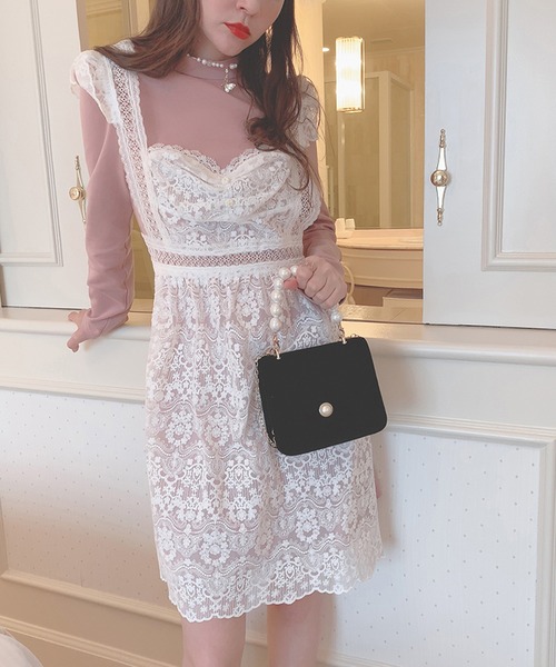 lissi Boutique(リージーブティック)の「【lissi Boutique】2wayレースサロペットワンピースセットアップ(ワンピース・レディース・ピンク・FREE)」の3枚目の写真