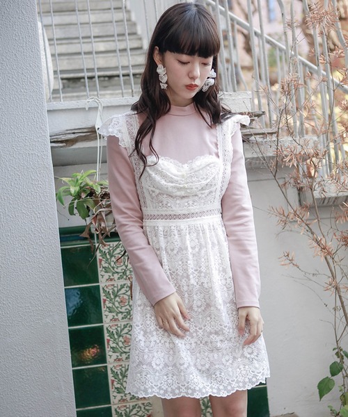 lissi Boutique(リージーブティック)の「【lissi Boutique】2wayレースサロペットワンピースセットアップ(ワンピース・レディース・ピンク・FREE)」の8枚目の写真