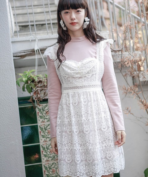 lissi Boutique(リージーブティック)の「【lissi Boutique】2wayレースサロペットワンピースセットアップ(ワンピース・レディース・ピンク・FREE)」の2枚目の写真