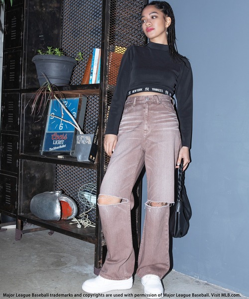 BACK TO THE FIELD（バック トゥー ザ フィールド）の「【MLB】ラインロゴコンパクトハイネックトップス（Tシャツ/カットソー・レディース・ブラック/グレー/グリーン・FREE）」の8枚目の写真