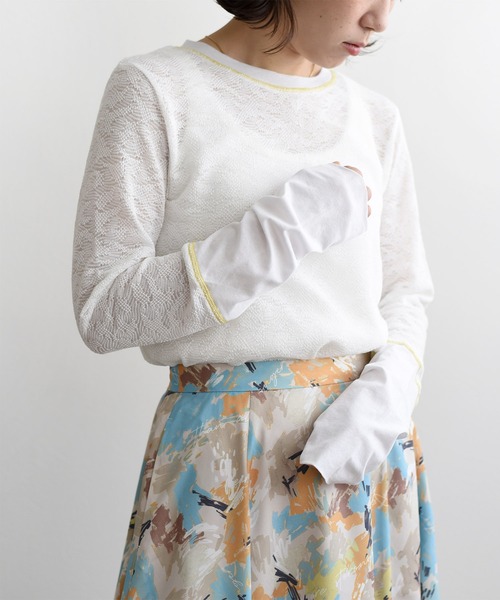 LHELBIE（レルビエ）の「カットレーストップス（Tシャツ/カットソー・レディース・ブラック/オフホワイト/オレンジ・M）」の4枚目の写真