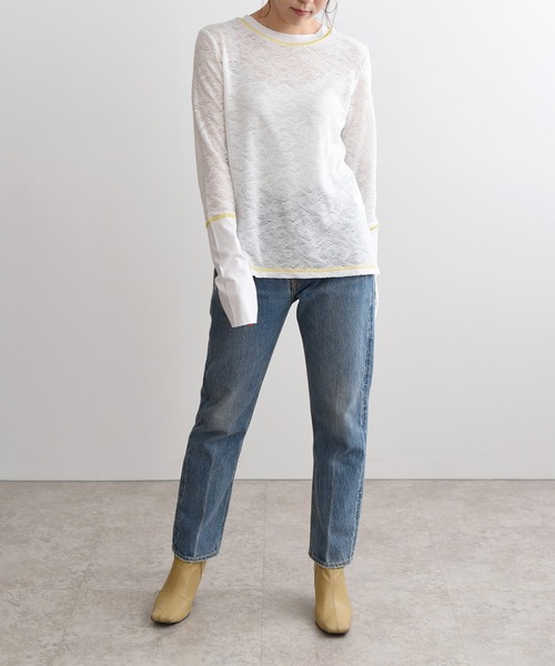 LHELBIE（レルビエ）の「カットレーストップス（Tシャツ/カットソー・レディース・ブラック/オフホワイト/オレンジ・M）」の16枚目の写真