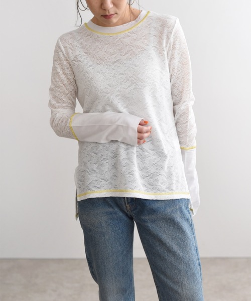 LHELBIE（レルビエ）の「カットレーストップス（Tシャツ/カットソー・レディース・ブラック/オフホワイト/オレンジ・M）」の19枚目の写真