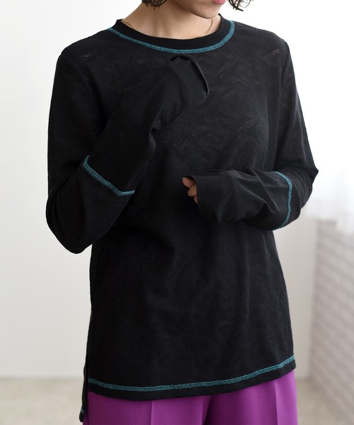 LHELBIE（レルビエ）の「カットレーストップス（Tシャツ/カットソー・レディース・ブラック/オフホワイト/オレンジ・M）」の20枚目の写真