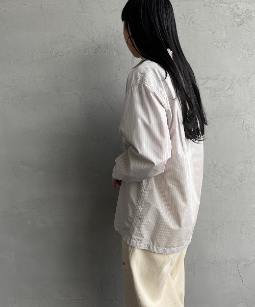 DANTON（ダントン）の「[DANTON/ダントン] コットンブロード ドットボタンストライプシャツ（シャツ/ブラウス・レディース・ホワイト/サックスブルー/グレイッシュベージュ・36/38）」の15枚目の写真