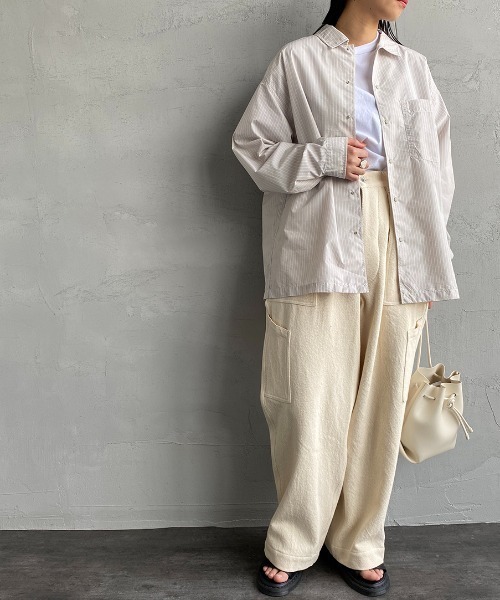 DANTON（ダントン）の「[DANTON/ダントン] コットンブロード ドットボタンストライプシャツ（シャツ/ブラウス・レディース・ホワイト/サックスブルー/グレイッシュベージュ・36/38）」の17枚目の写真