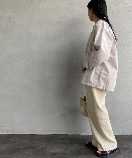 DANTON（ダントン）の「[DANTON/ダントン] コットンブロード ドットボタンストライプシャツ（シャツ/ブラウス・レディース・ホワイト/サックスブルー/グレイッシュベージュ・36/38）」の18枚目の写真