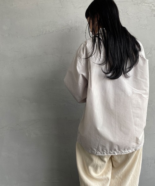 DANTON（ダントン）の「[DANTON/ダントン] コットンブロード ドットボタンストライプシャツ（シャツ/ブラウス・レディース・ホワイト/サックスブルー/グレイッシュベージュ・36/38）」の20枚目の写真