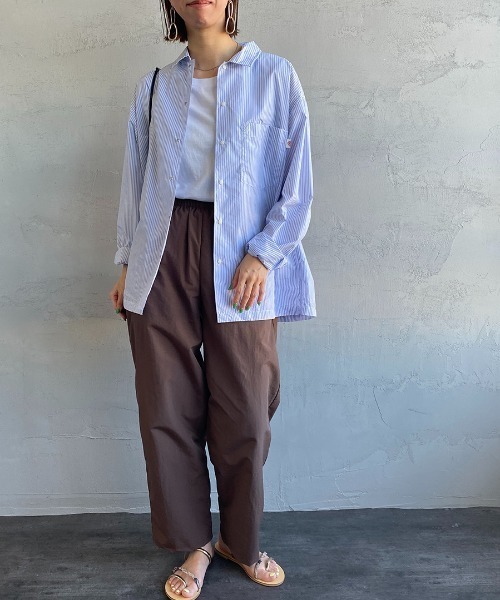 DANTON（ダントン）の「[DANTON/ダントン] コットンブロード ドットボタンストライプシャツ（シャツ/ブラウス・レディース・ホワイト/サックスブルー/グレイッシュベージュ・36/38）」の8枚目の写真