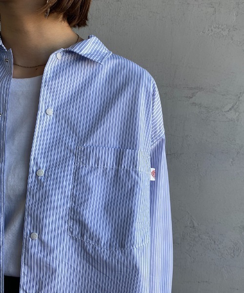 DANTON（ダントン）の「[DANTON/ダントン] コットンブロード ドットボタンストライプシャツ（シャツ/ブラウス・レディース・ホワイト/サックスブルー/グレイッシュベージュ・36/38）」の12枚目の写真