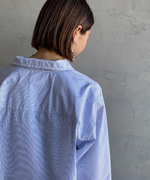 DANTON（ダントン）の「[DANTON/ダントン] コットンブロード ドットボタンストライプシャツ（シャツ/ブラウス・レディース・ホワイト/サックスブルー/グレイッシュベージュ・36/38）」の13枚目の写真