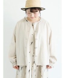 Samansa Mos2 | 麻綿起毛ショートジャケット(ノーカラージャケット)