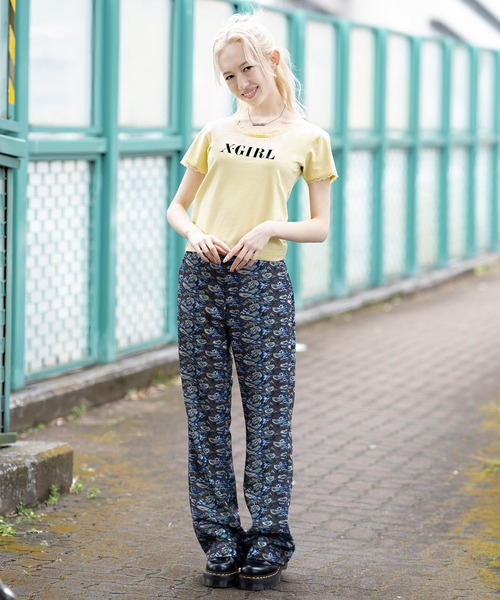 X-girl（エックスガール）の「LACE S/S BABY TEE（Tシャツ/カットソー・レディース・ブラック/イエロー/ライトブルー・M/S）」の19枚目の写真