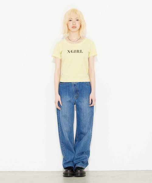 X-girl（エックスガール）の「LACE S/S BABY TEE（Tシャツ