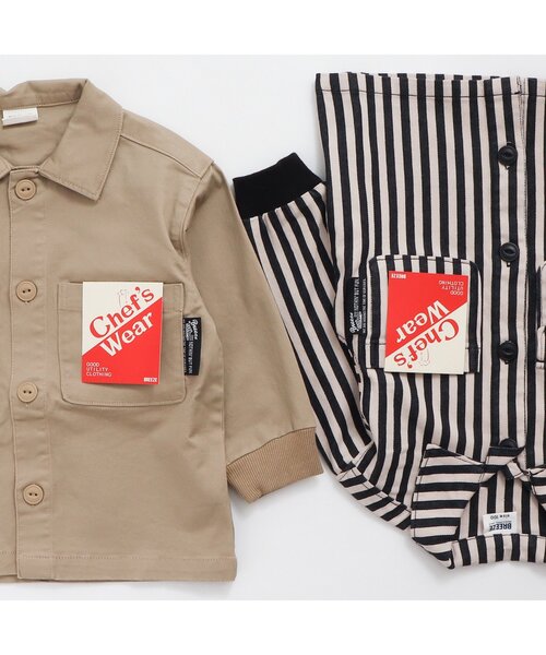 BREEZE（ブリーズ）の「シェフシャツジャケット（シャツ/ブラウス・キッズ・ベージュ/ストライプ・110/100/120/90/140/80/130）」の3枚目の写真