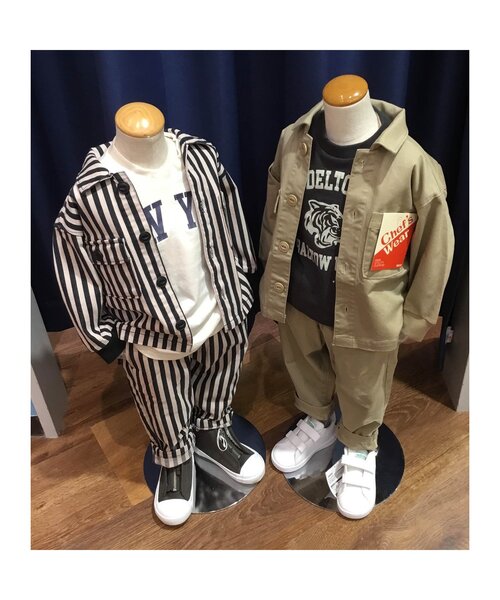 BREEZE（ブリーズ）の「シェフシャツジャケット（シャツ/ブラウス・キッズ・ベージュ/ストライプ・110/100/120/90/140/80/130）」の4枚目の写真