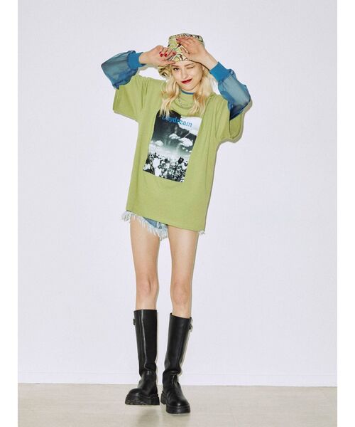 jouetie（ジュエティ）の「フォトBIG Tシャツ（Tシャツ/カットソー・レディース・ブラック/オフホワイト/グリーン・MEDIUM）」の22枚目の写真