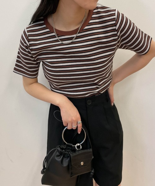 WEGO(ウィゴー)の「WEGO/リブショートT(Tシャツ/カットソー・レディース・グリーン系その他5/ケリー/ライトイエロー/ブラック/ブルー系その他/ホワイト/ブラック系その他5/ベージュ系その他5/ホワイト系その他/オレンジ/ブラウン系その他5・LARGE/MEDIUM/SMALL)」の5枚目の写真