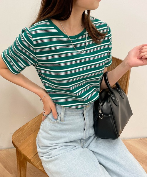 WEGO(ウィゴー)の「WEGO/リブショートT(Tシャツ/カットソー・レディース・グリーン系その他5/ケリー/ライトイエロー/ブラック/ブルー系その他/ホワイト/ブラック系その他5/ベージュ系その他5/ホワイト系その他/オレンジ/ブラウン系その他5・LARGE/MEDIUM/SMALL)」の8枚目の写真