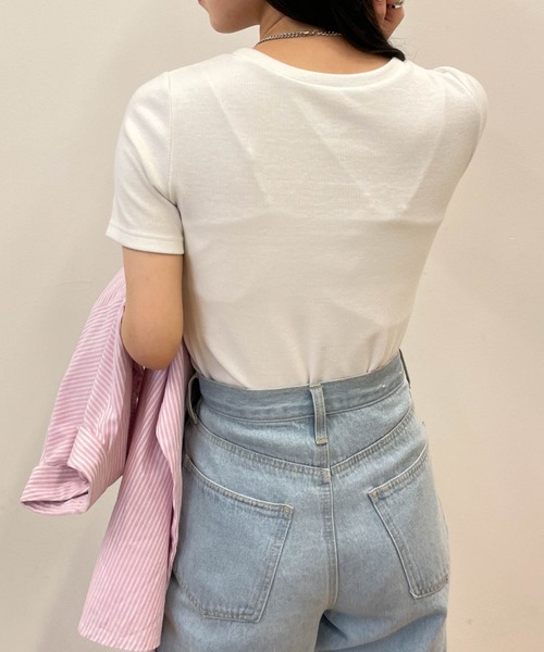 WEGO(ウィゴー)の「WEGO/リブショートT(Tシャツ/カットソー・レディース・グリーン系その他5/ケリー/ライトイエロー/ブラック/ブルー系その他/ホワイト/ブラック系その他5/ベージュ系その他5/ホワイト系その他/オレンジ/ブラウン系その他5・LARGE/MEDIUM/SMALL)」の14枚目の写真