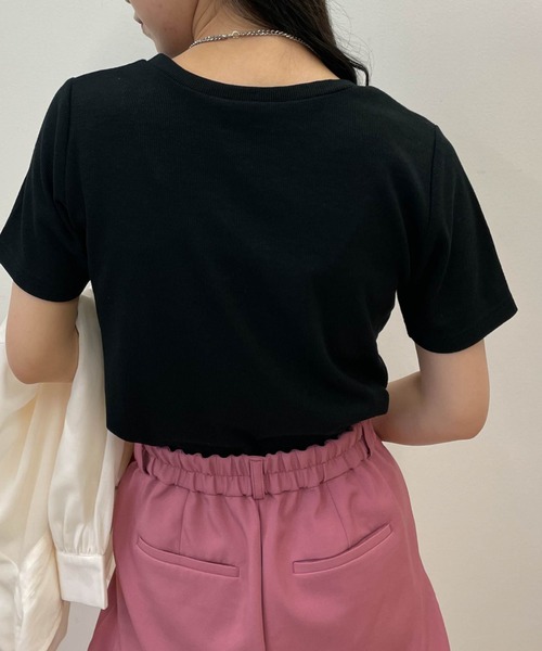 WEGO(ウィゴー)の「WEGO/リブショートT(Tシャツ/カットソー・レディース・グリーン系その他5/ケリー/ライトイエロー/ブラック/ブルー系その他/ホワイト/ブラック系その他5/ベージュ系その他5/ホワイト系その他/オレンジ/ブラウン系その他5・LARGE/MEDIUM/SMALL)」の21枚目の写真